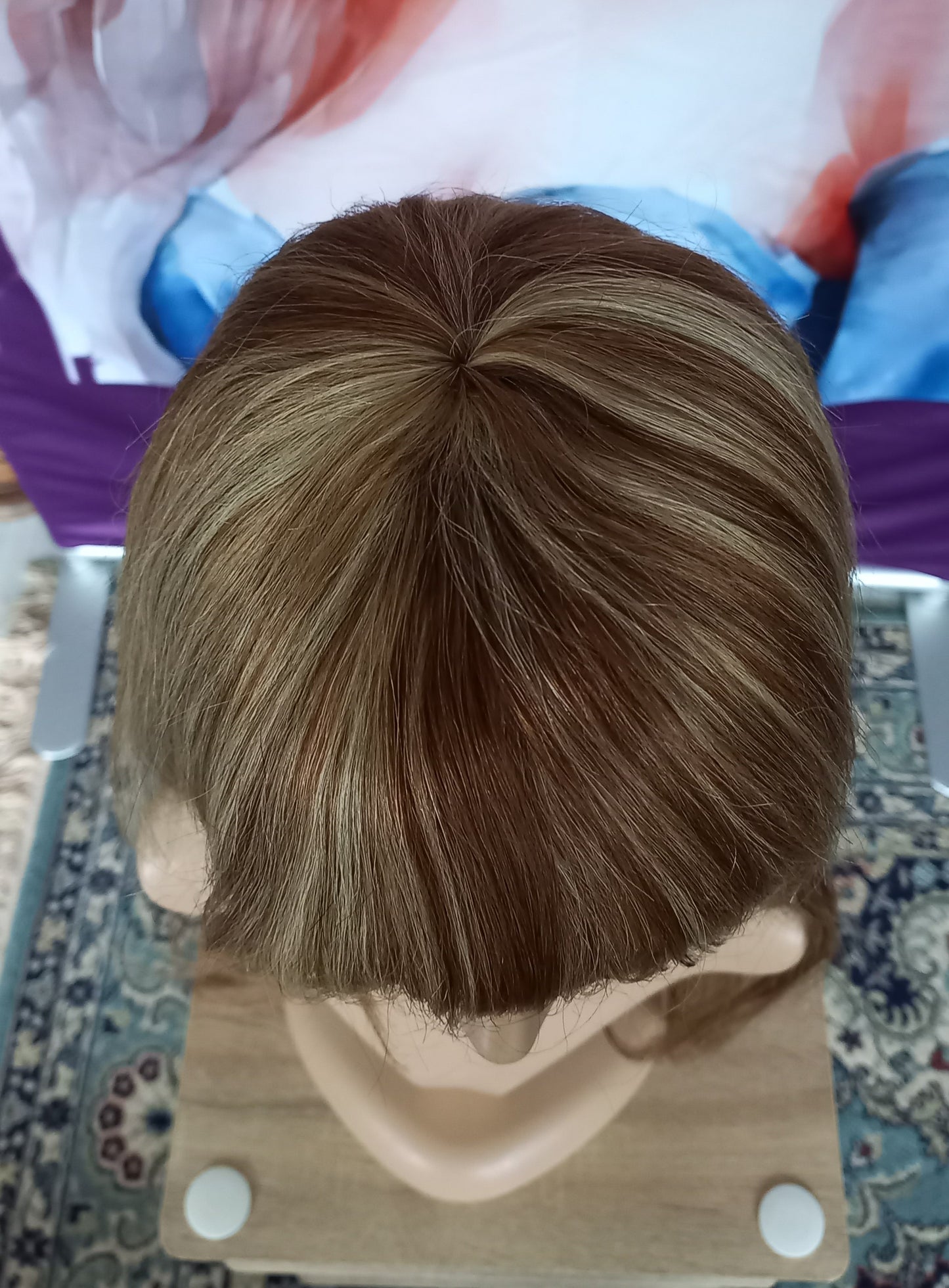 Lang Echthaarperücke Highlight Blond 6/613 mit Pony