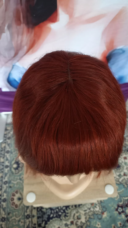 Bob Glatt Echthaarperücke mit Pony Kupferrot