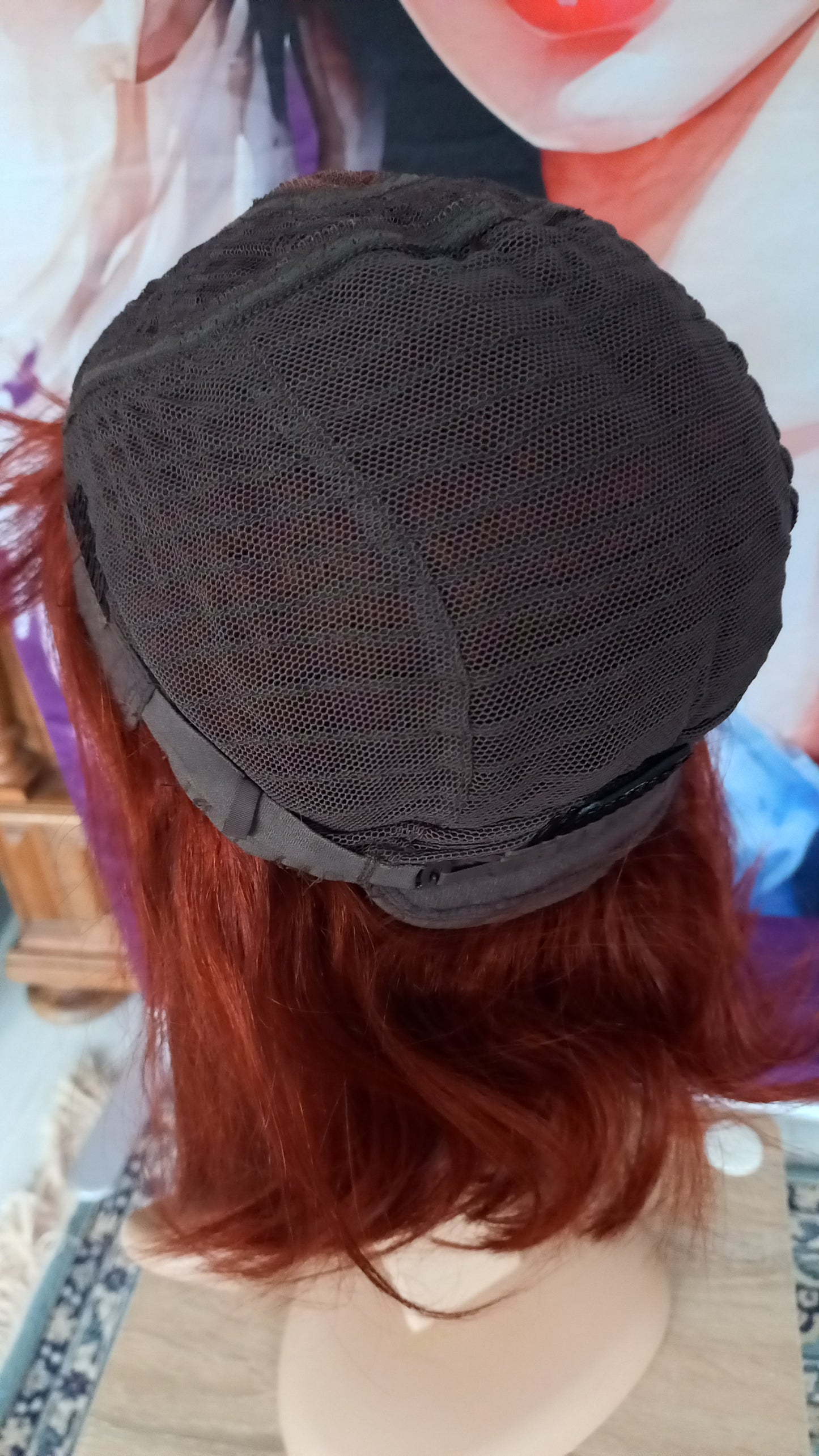 Bob Glatt Echthaarperücke mit Pony Kupferrot