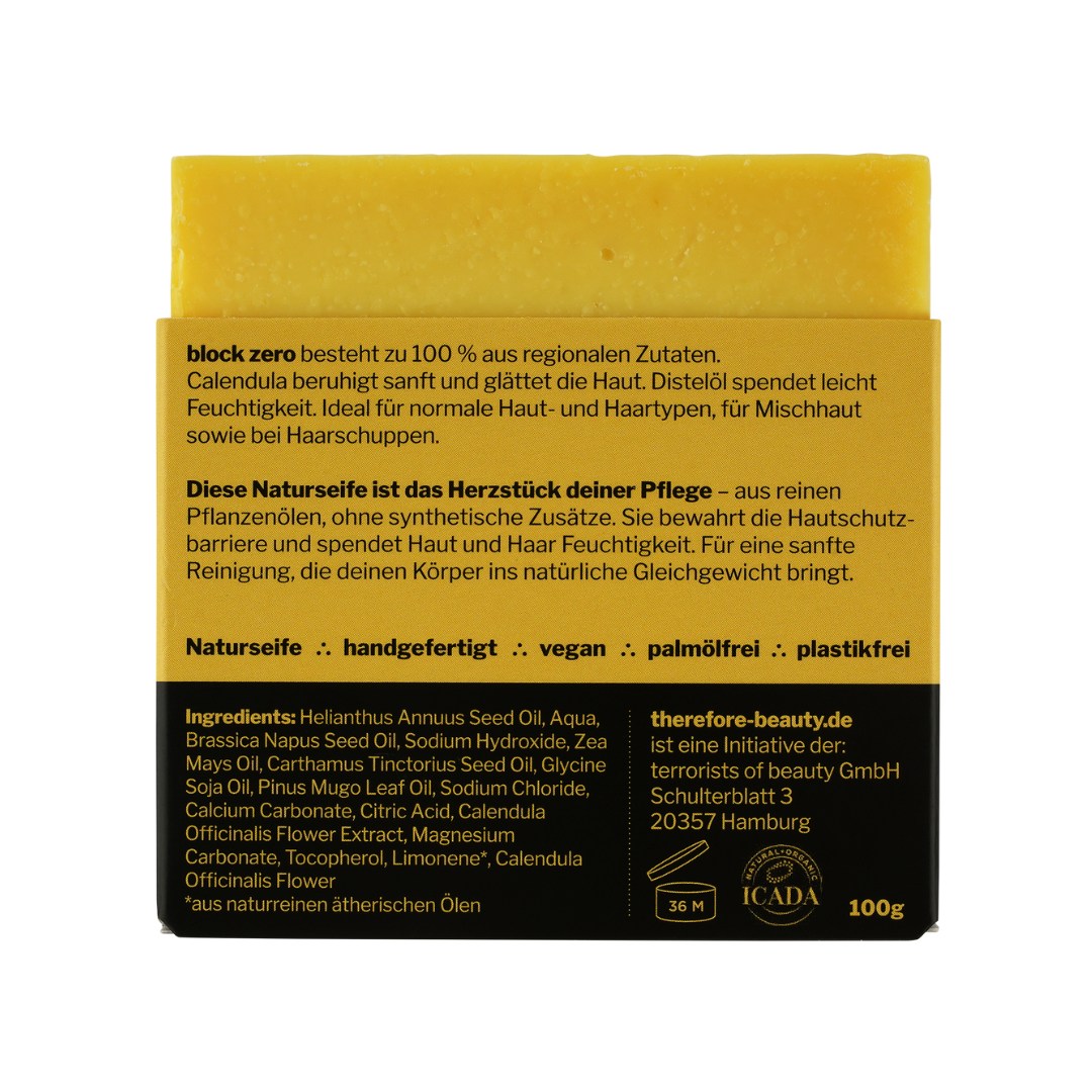 Seife block zero | für alle Haar- & Hauttypen | ideal für Einsteiger | 100% regionale Zutaten