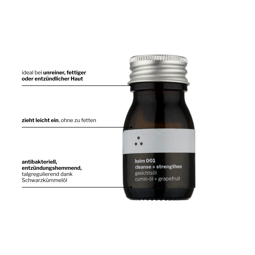 balm 001 | Gesichtsöl mit Schwarzkümmelöl | für unreine Haut | gegen Pickel + Akne
