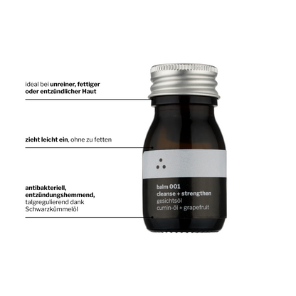 balm 001 | Gesichtsöl mit Schwarzkümmelöl | für unreine Haut | gegen Pickel + Akne