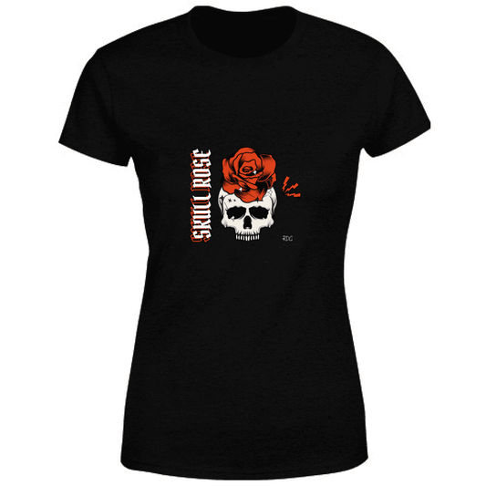 Women's T-Shirt Skull Red Rose Woman RDG